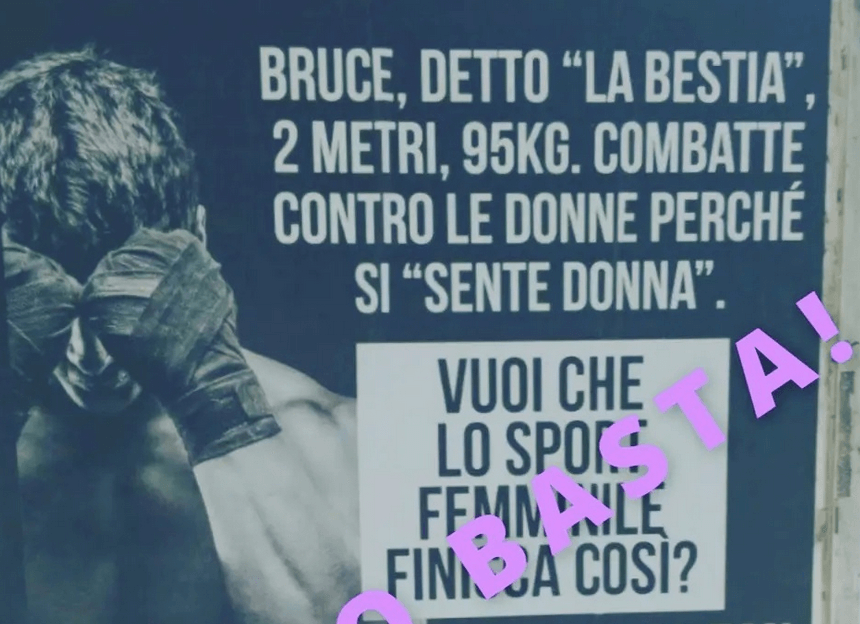 DDL Zan, nuova transfobica campagna di ProVita: “Volete che lo sport femminile diventi questo?”