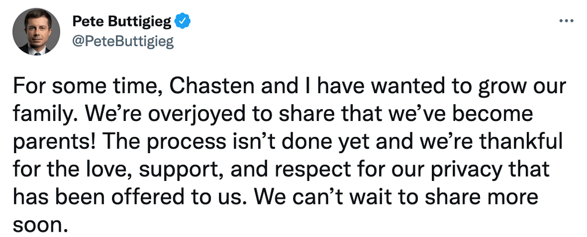 Pete Buttigieg e suo marito Chasten diventano papà grazie all'adozione - Pete Buttigieg papà - Gay.it