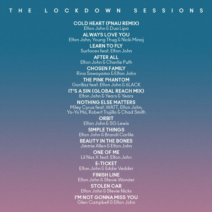"The Lockdown Sessions", Elton John annuncia nuovo album con pioggia di duetti: da Lil Nas X a Miley Cyrus - 22The Lockdown Sessions22 Elton John tracce - Gay.it