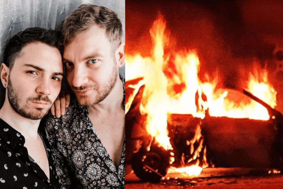 "Gay di mer*a, morite", poi l'auto data alle fiamme: coppia di Manfredonia denuncia minacce omofobe - Auto in fiamme coppia gay - Gay.it