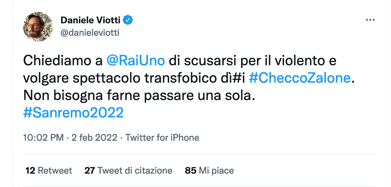Checco Zalone caos a Sanremo 2022