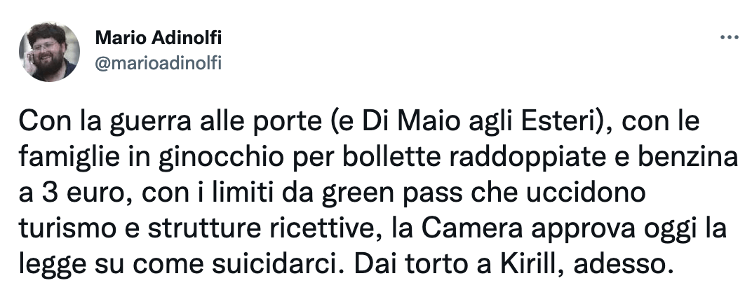 Legge Fine Vita, la Camera approva ma ora sarà battaglia in Senato. Il testo integrale - Mario Adinolfi - Gay.it