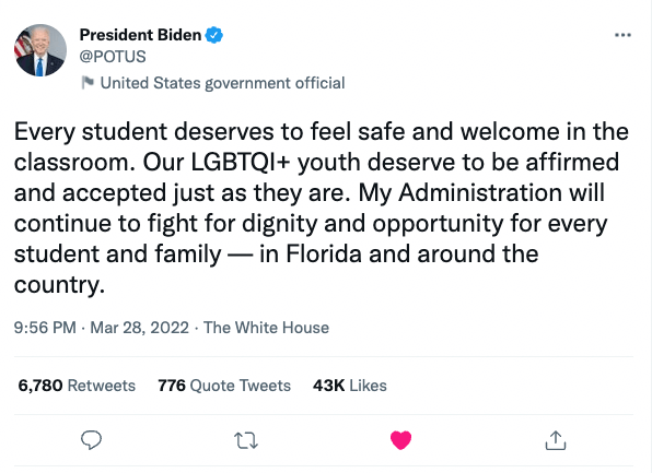 joe biden don't say gay florida tweet