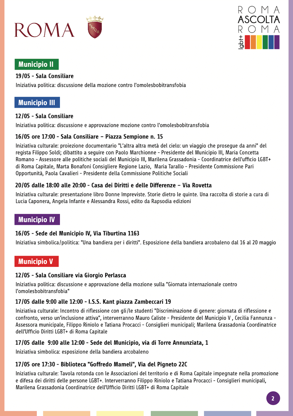 Roma, settimana di eventi LGBTQI: approvata mozione a favore della comunità - Roma Ascolta Roma LGBT 2 - Gay.it