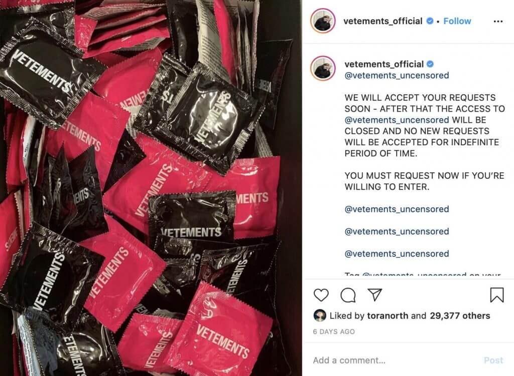 vetements apre account vm18