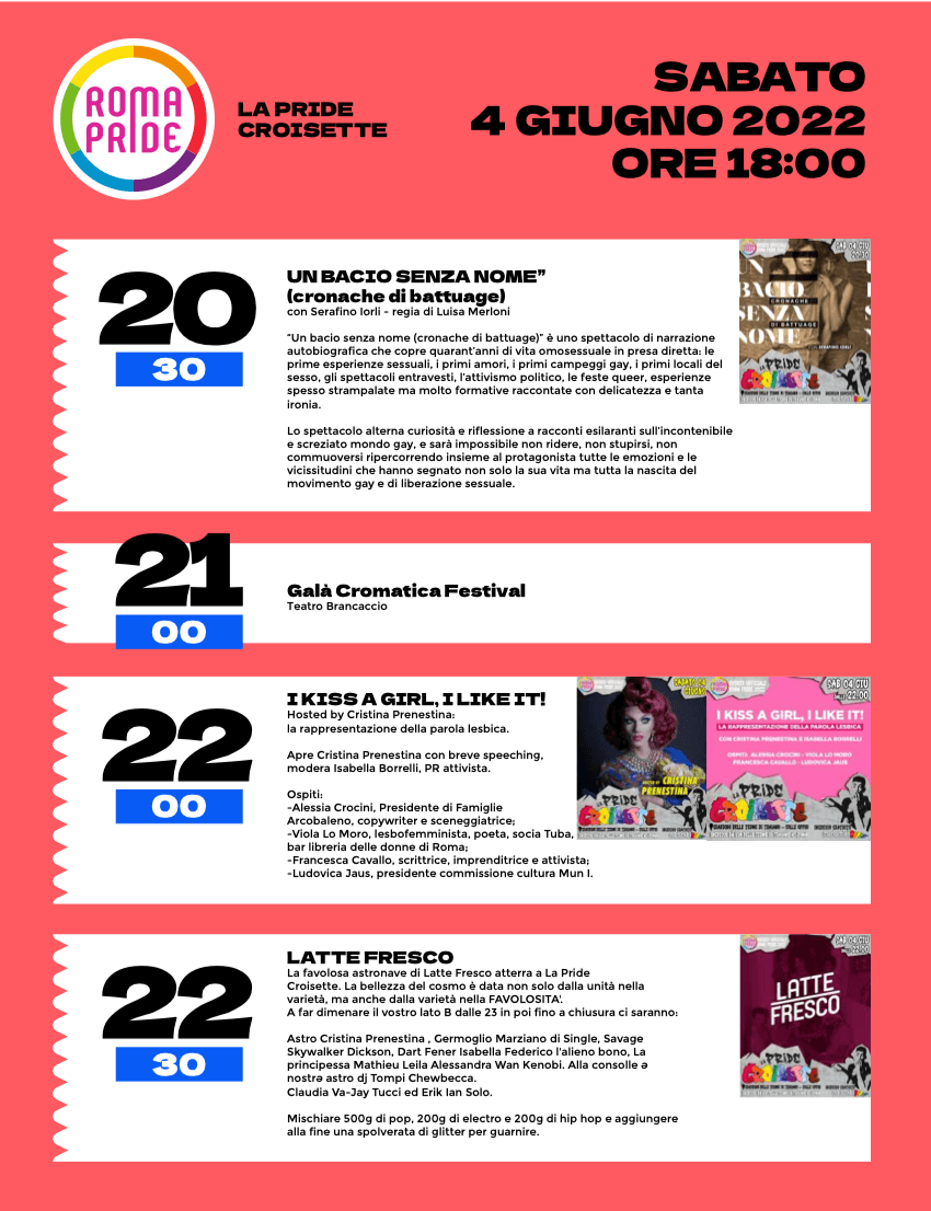 Roma Pride 2022 omaggia Raffaella Carrà: "Torniamo a fare rumore". Il programma della Gay Croisette - Pride Croisette 2022 il programma 3 - Gay.it
