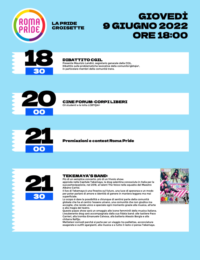 Roma Pride 2022 omaggia Raffaella Carrà: "Torniamo a fare rumore". Il programma della Gay Croisette - Pride Croisette 2022 il programma 8 - Gay.it