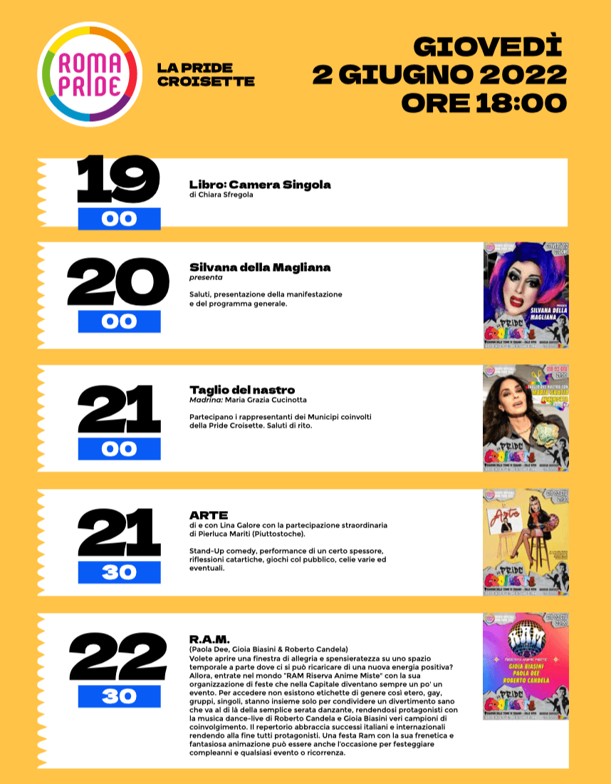 Roma Pride 2022 omaggia Raffaella Carrà: "Torniamo a fare rumore". Il programma della Gay Croisette - Pride Croisette 2022 il programma - Gay.it