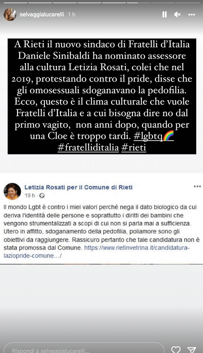 Rieti, Letizia Rosati assessora a scuola e cultura dopo aver detto "Il mondo LGBT sdogana la pedofilia" - Rieti Letizia Rosati e Lucarelli - Gay.it