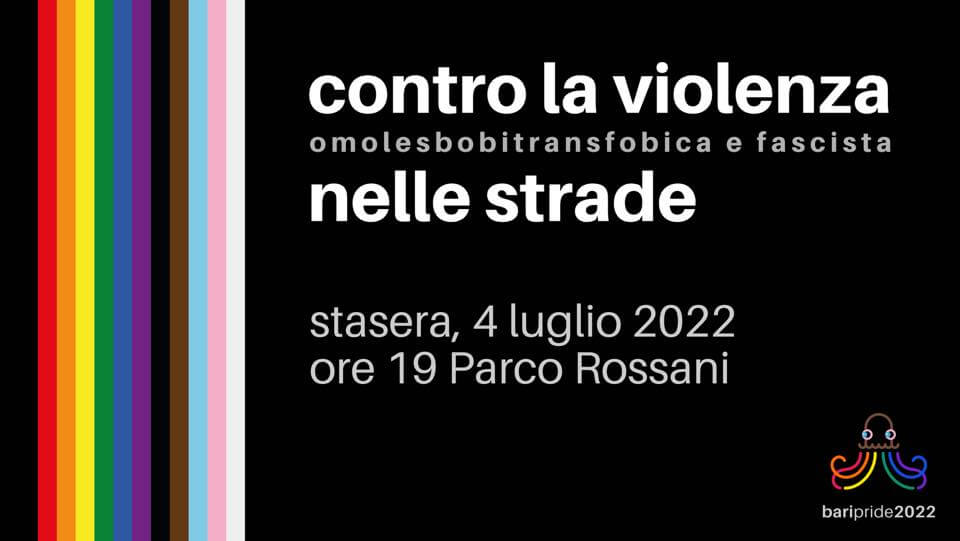 bari parco rossani aggressione manifestazione
