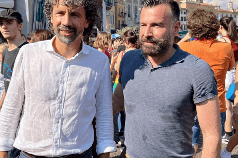 Verona, finalmente cancellate le mozioni omofobe dopo 27 anni - Damiano Tommasi e Alessandro Zan al Verona Pride - Gay.it