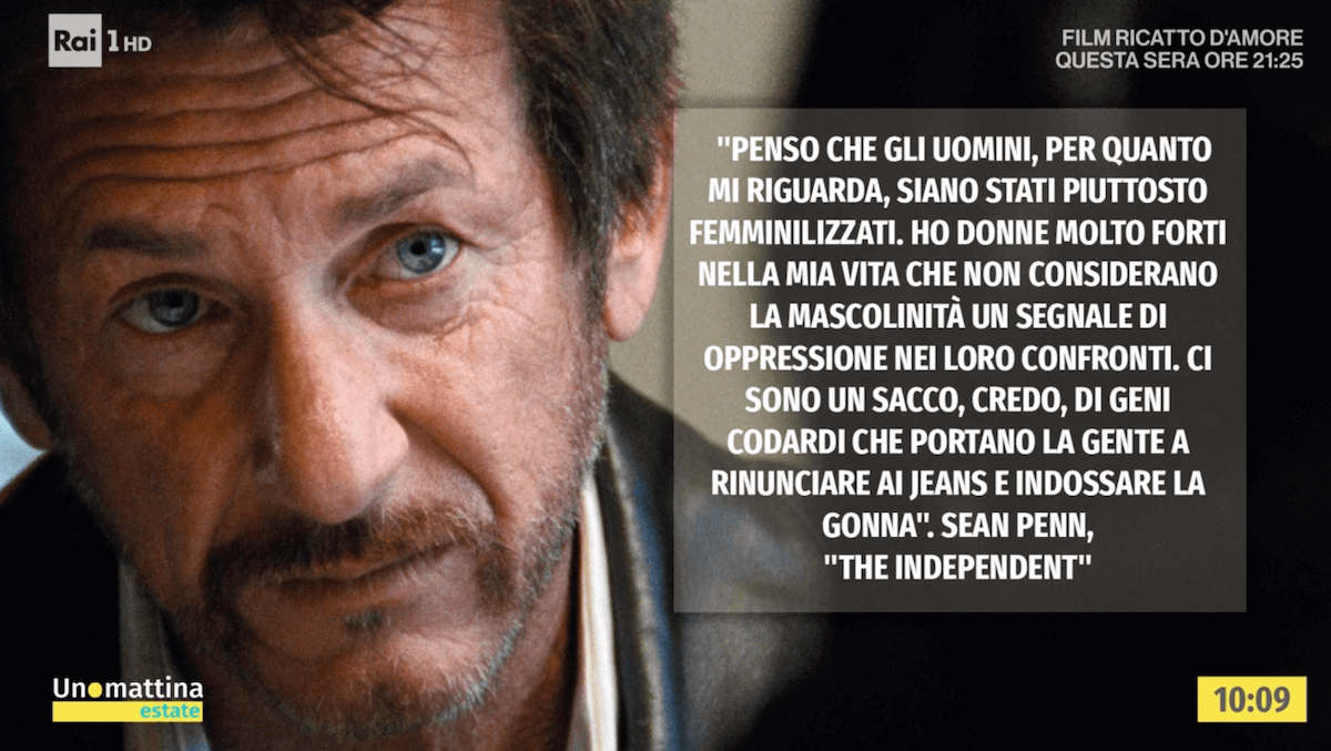 Unomattina: "Indubbia svirilizzazione e demonizzazione del maschio bianco etero" - Unomattina 4 - Gay.it