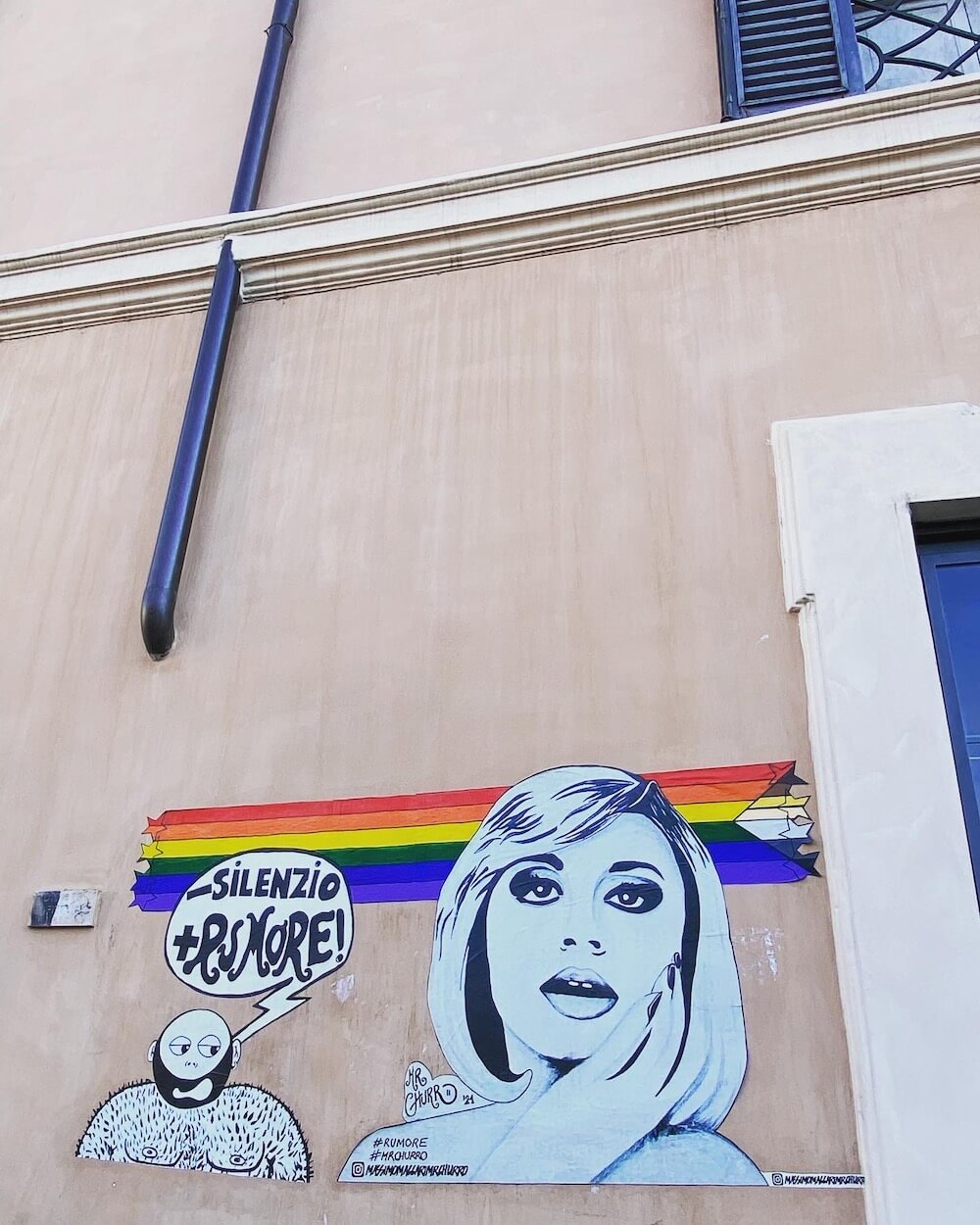Gay Street Roma, distrutto il murale rainbow dedicato a Raffaella Carrà - Gay Street Roma murale rainbow dedicato a Raffaella Carrà 1 - Gay.it