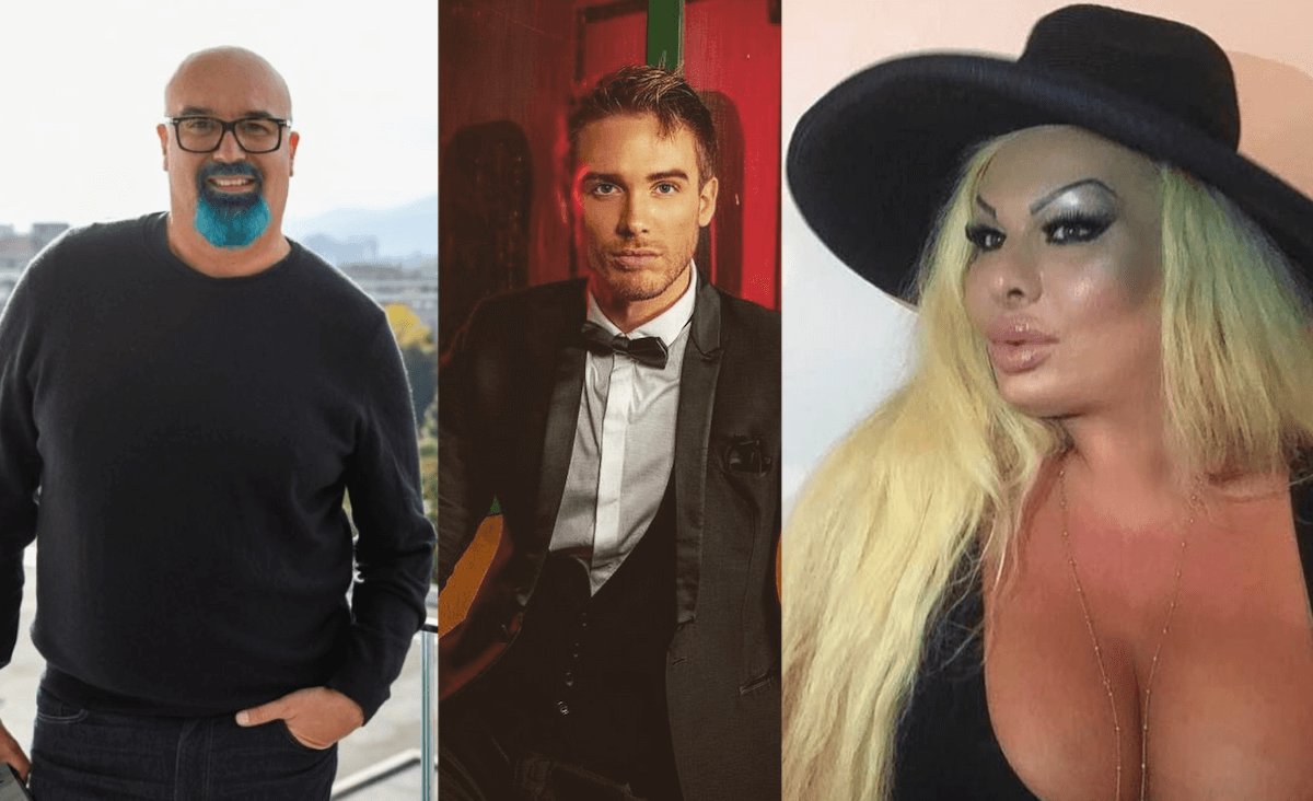 Gf Vip 7, il cast. Giovanni Ciacci, Elenoire Ferruzzi e Alberto De Pisis in rappresentanza della comunità queer
