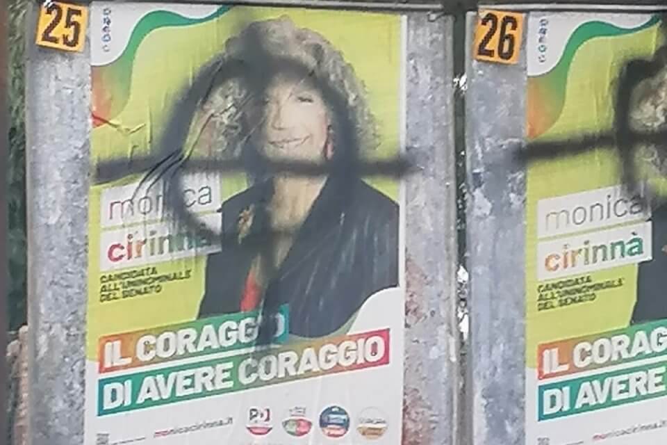 Monica Cirinnà, intimidazioni nazifasciste. Manifesti elettorali ricoperti da croci celtiche
