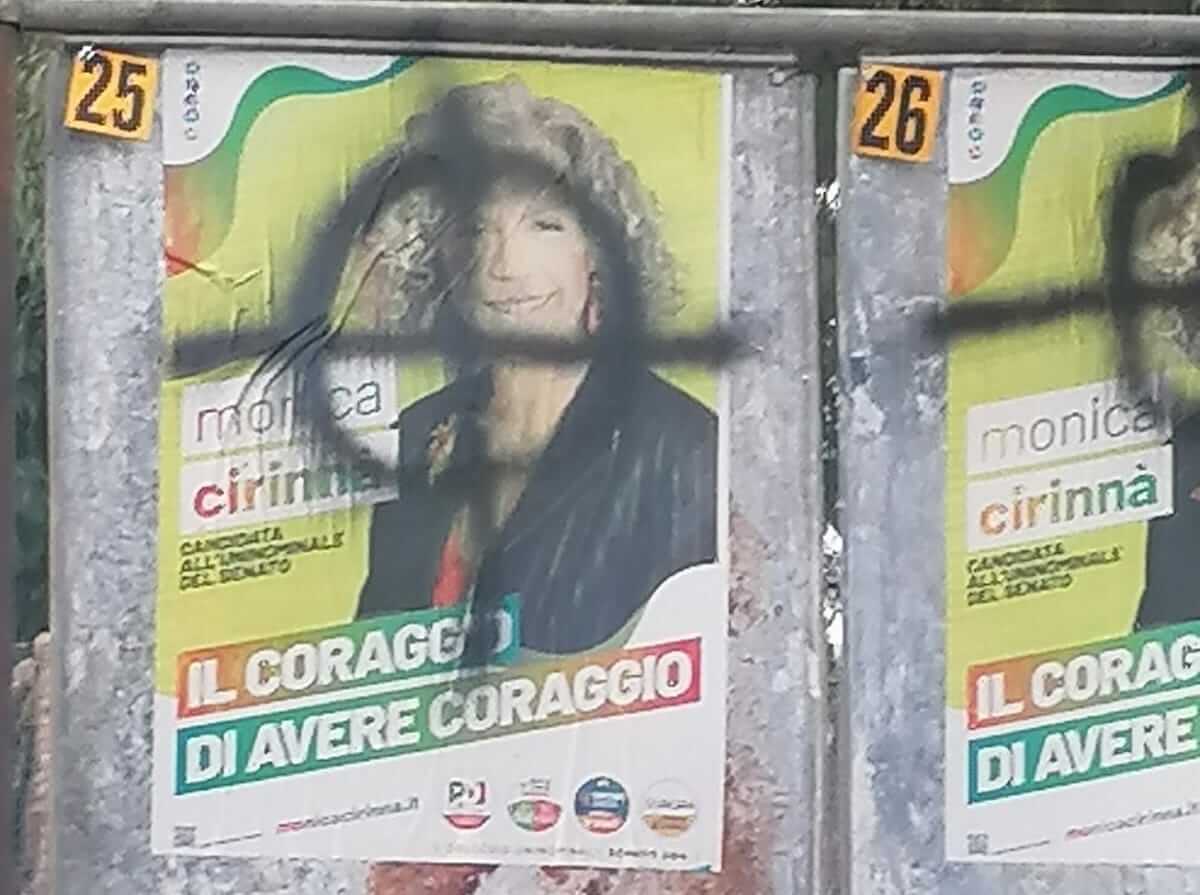 Monica Cirinnà, intimidazioni nazifasciste. Manifesti elettorali ricoperti da croci celtiche