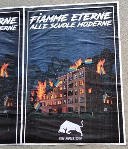 Milano, bandiere rainbow in fiamme. I manifesti choc di Rete Studentesca - Rete Studentesca 1 - Gay.it