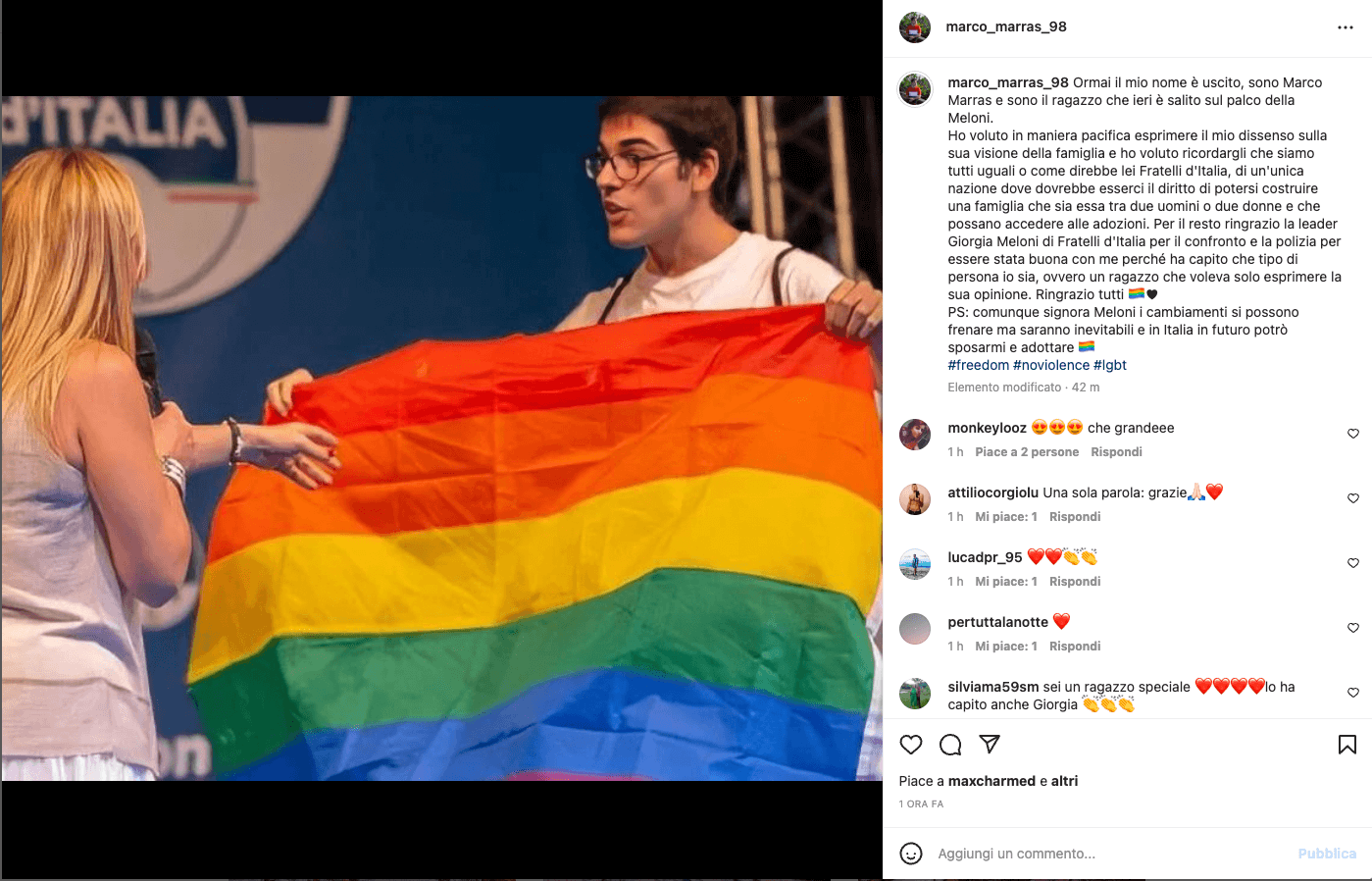Marco Marras - il ragazzo che LGBTQ+ ha sfidato Giorgia Meloni