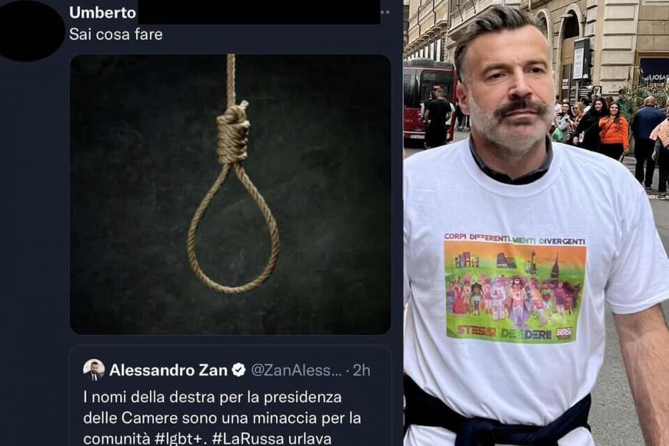 Alessandro Zan, insulti e cappi social: “Latrina umana, diventa trans, sopprimiti”