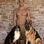 Greig Harris with his dogs Harley & Hugo - Australian Firefighters Calendar - DOG Calendar - Thumbnail