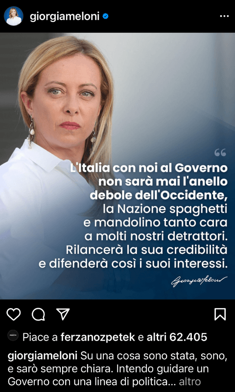 ozpetek giorgia meloni