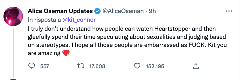 Kit Connor di Heartstopper, coming out polemico come bisessuale: "Avete costretto un 18enne a rivelarsi" - Alice Oseman e Kit Connor 1 - Gay.it