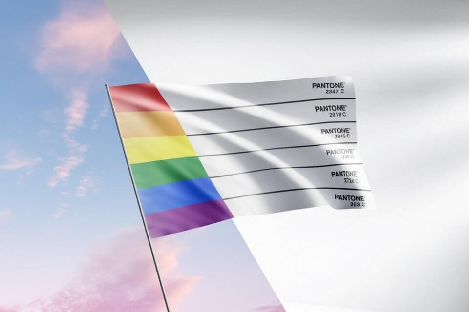 “Colors of Love”, Pantone realizza una bandiera rainbow bianca con i codici dei colori per Qatar 2022