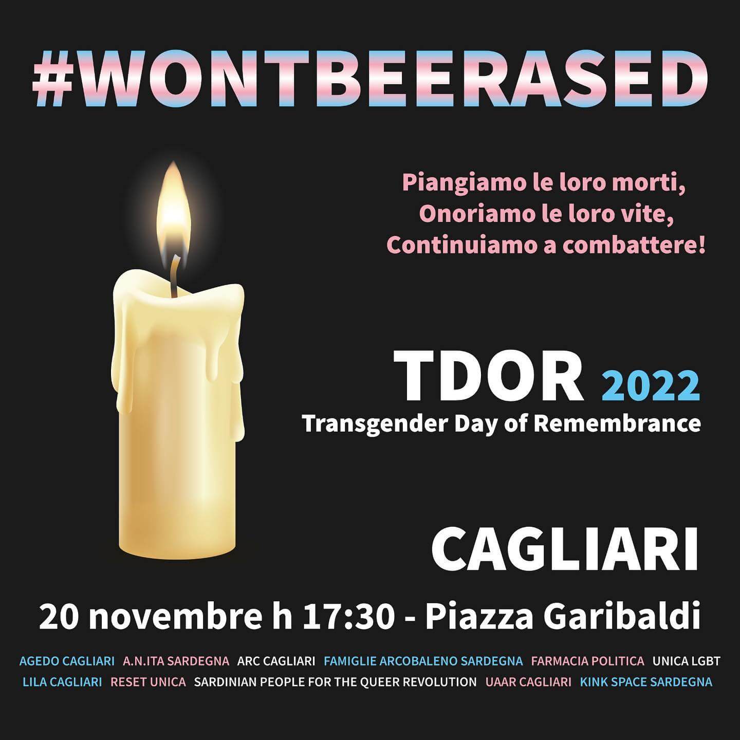 TDOR 2022, anche Cagliari in piazza per il Transgender Day of Remembrance - TDOR 2022 anche Cagliari - Gay.it