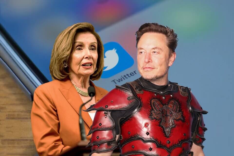 Elon Musk inaugura la nuova era di Twitter con la primissima fake news omofoba sul marito di Nancy Pelosi - musk pelosi - Gay.it