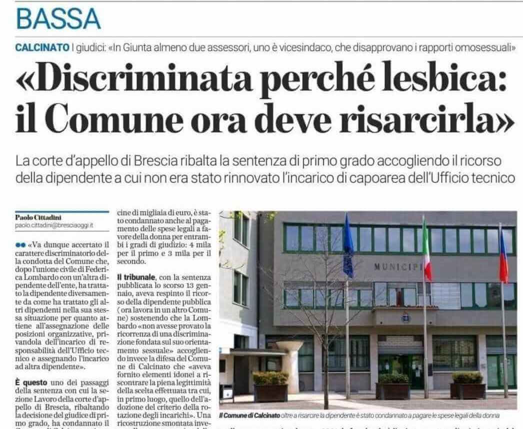 Brescia, discriminata perché lesbica. Il Comune dovrà ora risarcirla - Brescia discriminata perche lesbica 3 - Gay.it