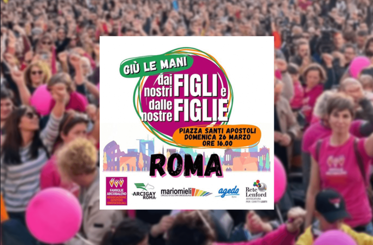 Giù le mani dallə nostrə figliə: anche Roma a difesa delle famiglie LGBTQIA+