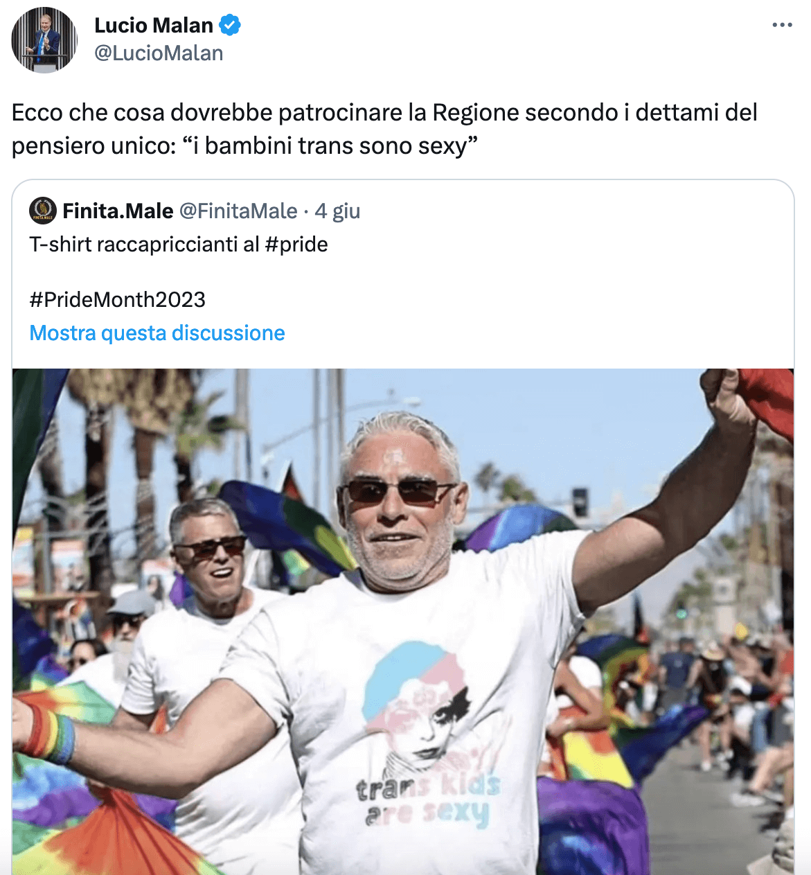 Fratelli d'Italia contro il Pride: "Indottrina i bambini". Elodie: "Vergogna!" - Lucio Malan vs. Pride - Gay.it