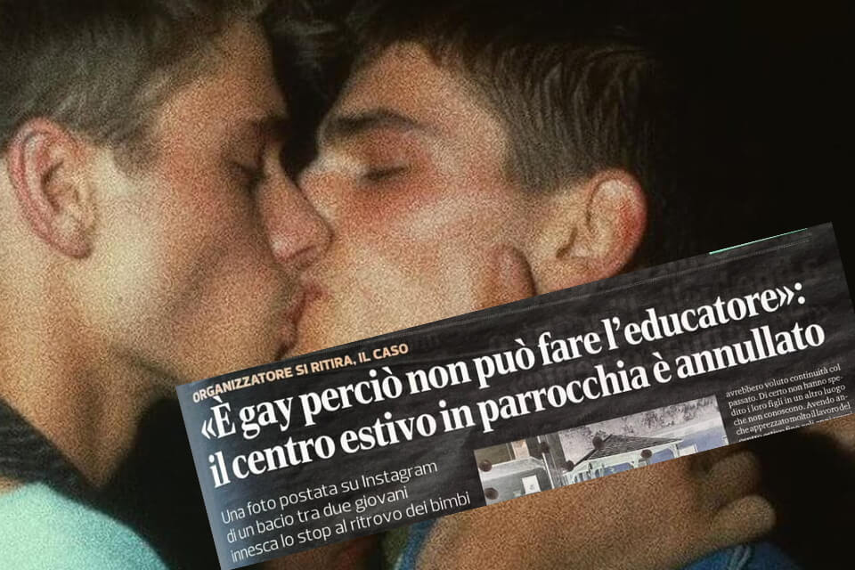 Un bacio gay e la diocesi allontana educatore perché omosessuale: non idoneo a educare i giovani