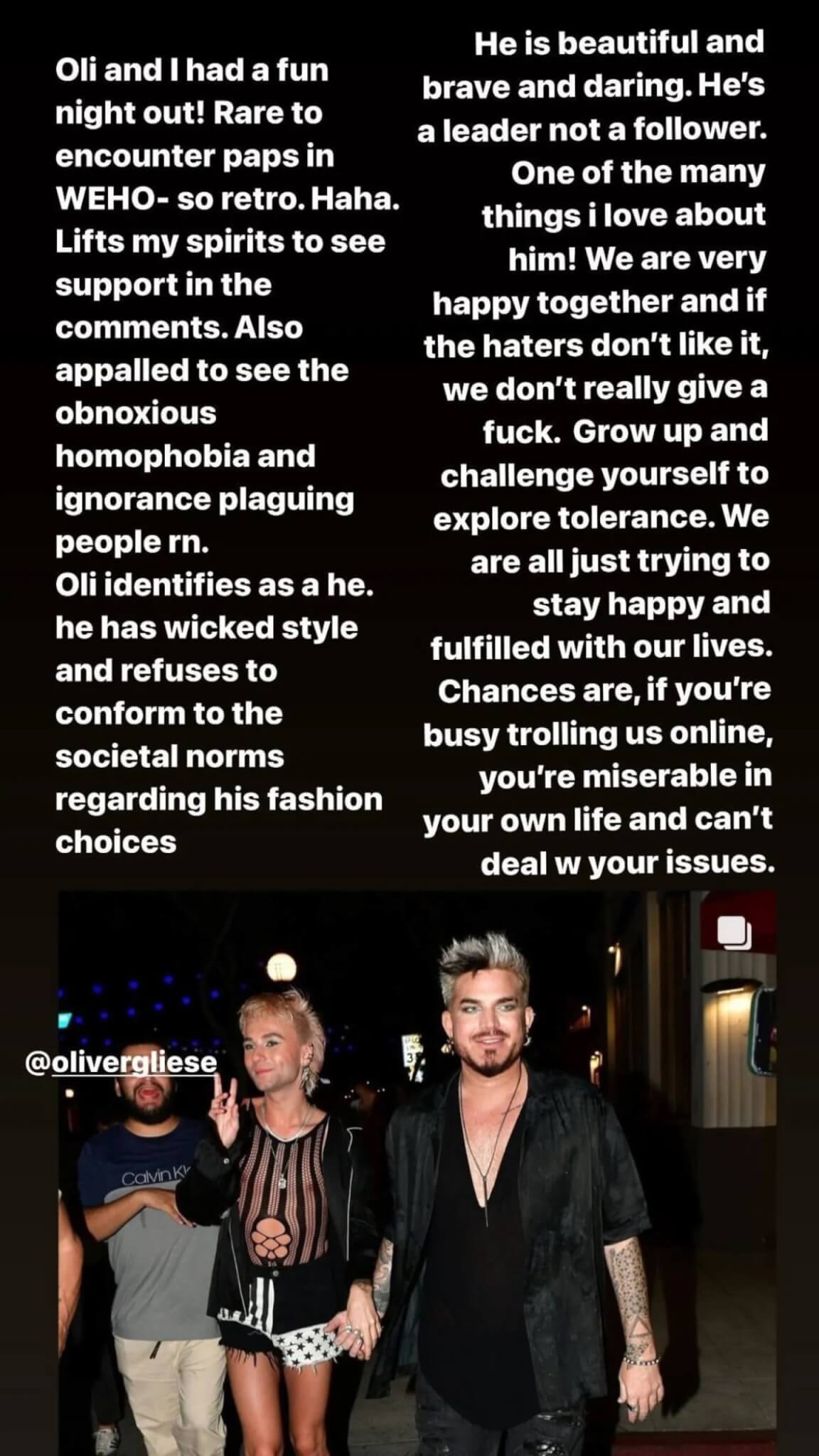 Adam Lambert difende il fidanzato Oliver Gliese dagli indecenti commenti omofobi - Oliver Gliese scaled - Gay.it