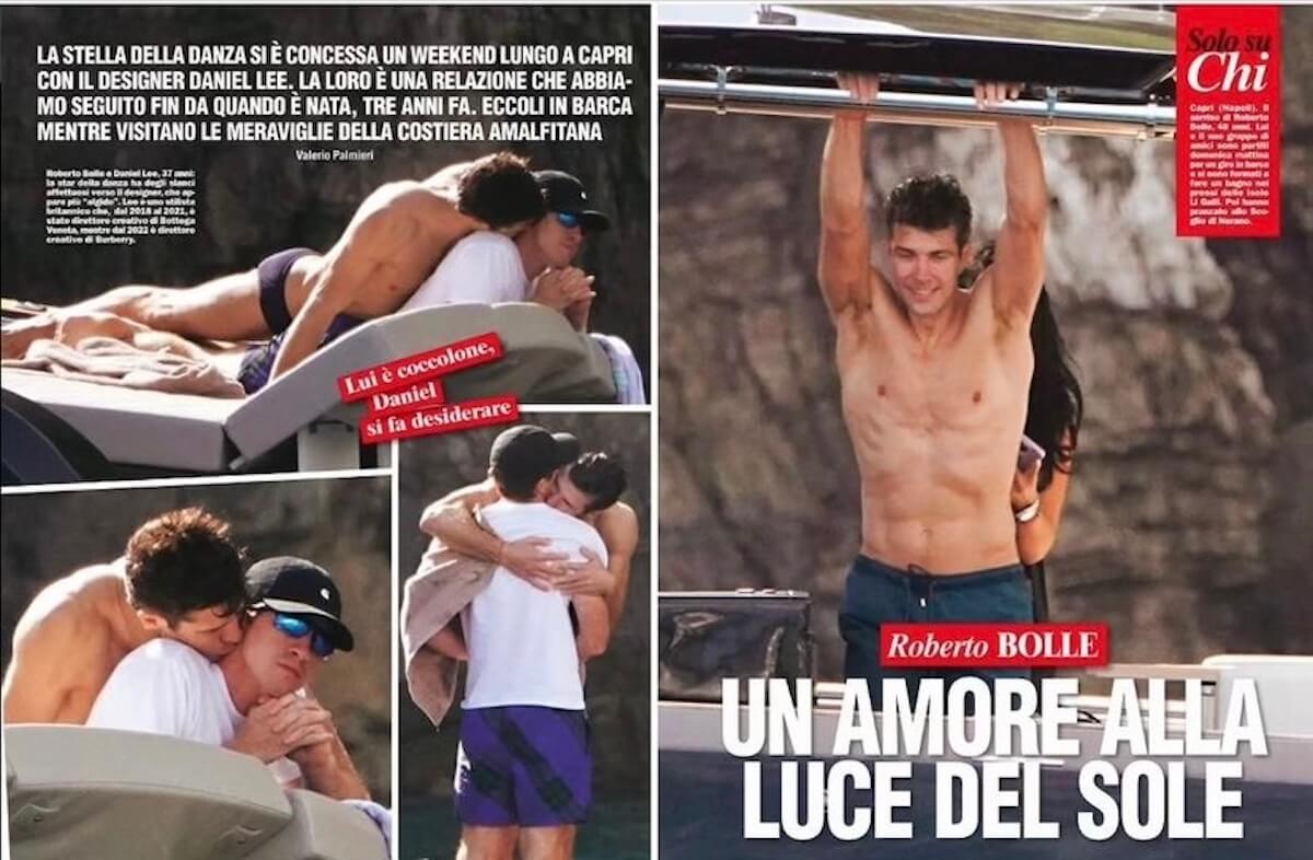 Roberto Bolle, baci e coccole con Daniel Lee in barca. Le foto d’amore a Capri