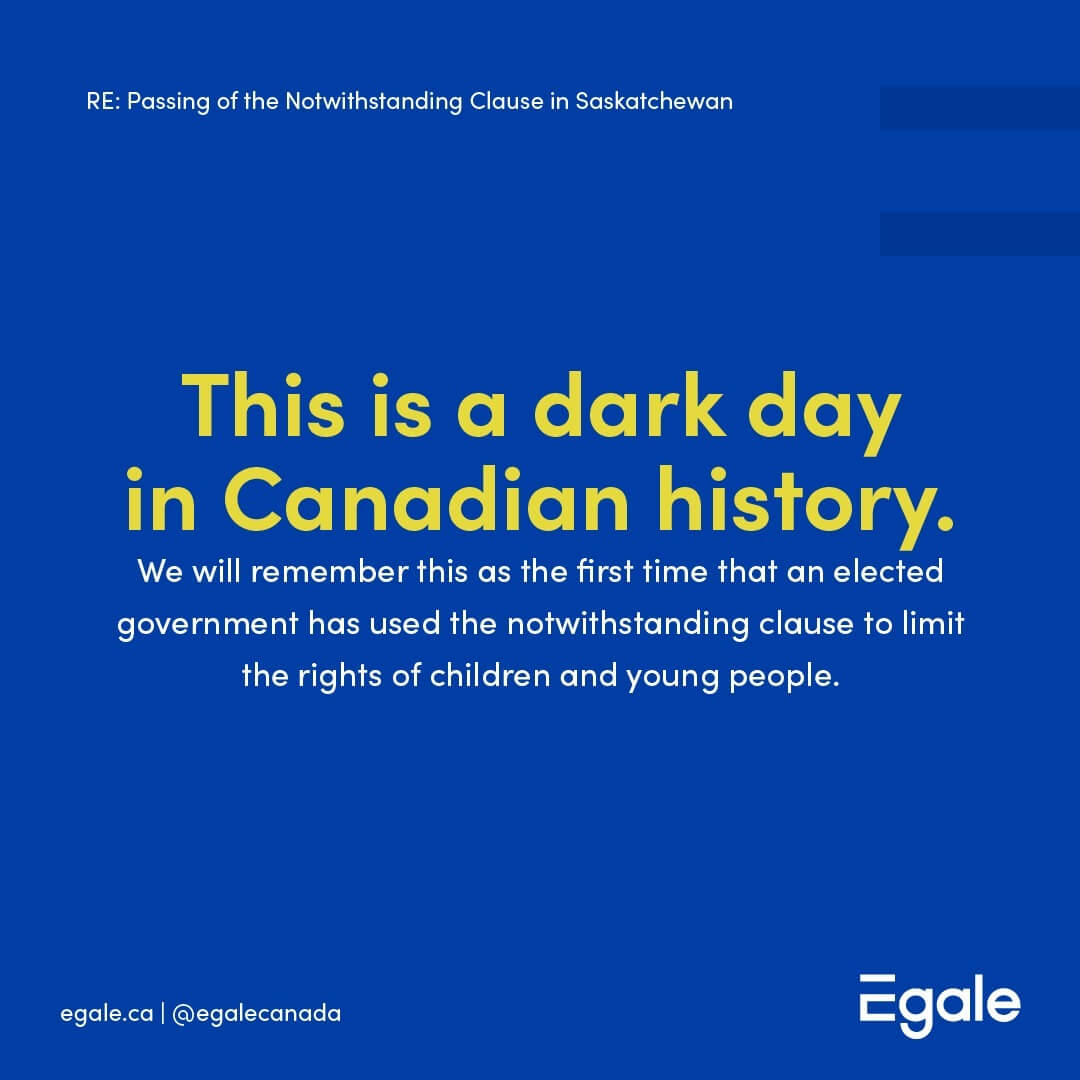 Dichiarazione rilasciata da Egale Canada il 20 ottobre 2023.