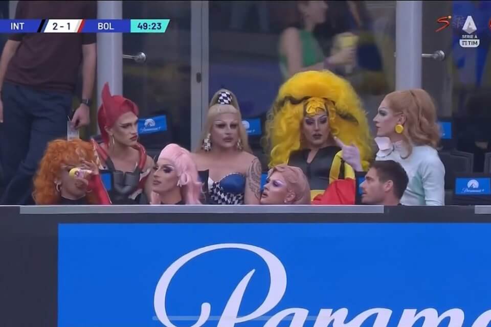 Pioggia di drag a San Siro per Inter-Bologna contro l’omobitransfobia nel calcio e lanciare Drag Race Italia 3