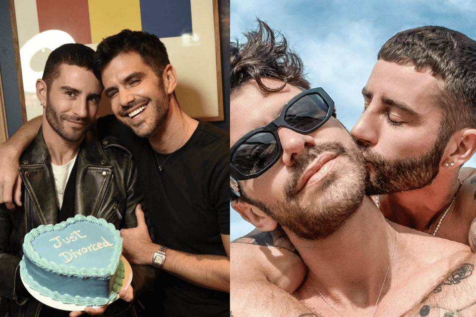 Ex mariti celebrano il divorzio con una torta e la festa diventa virale. "Un altro tipo di rottura è possibile" - Instagram Pelayo Diaz Zapico e Andy McDougall - Gay.it