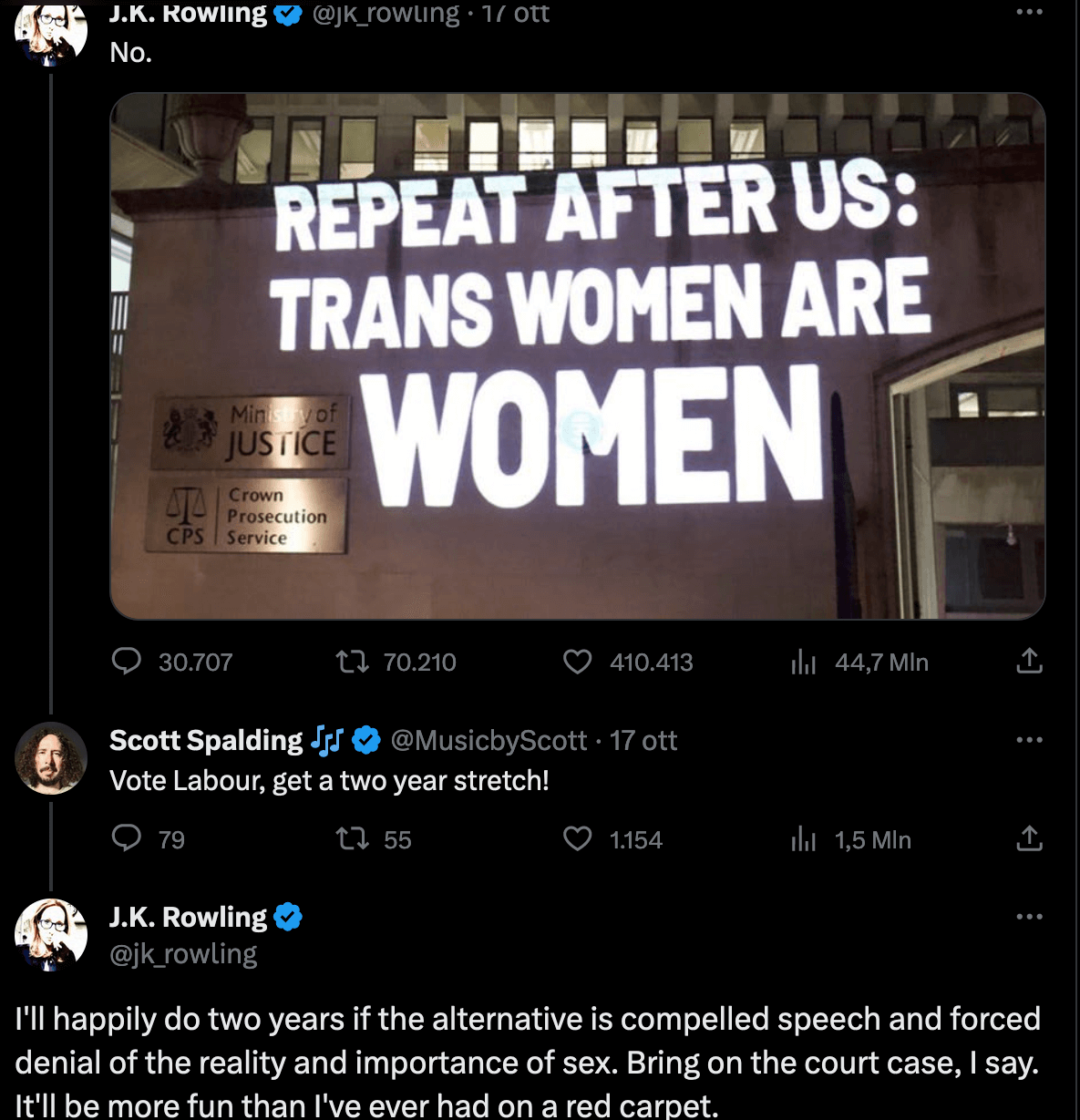 J.K. Rowling partecipa ad una conferenza transfobica: “Pronta ad andare in galera per le mie opinioni” - J.K. Rowling - Gay.it