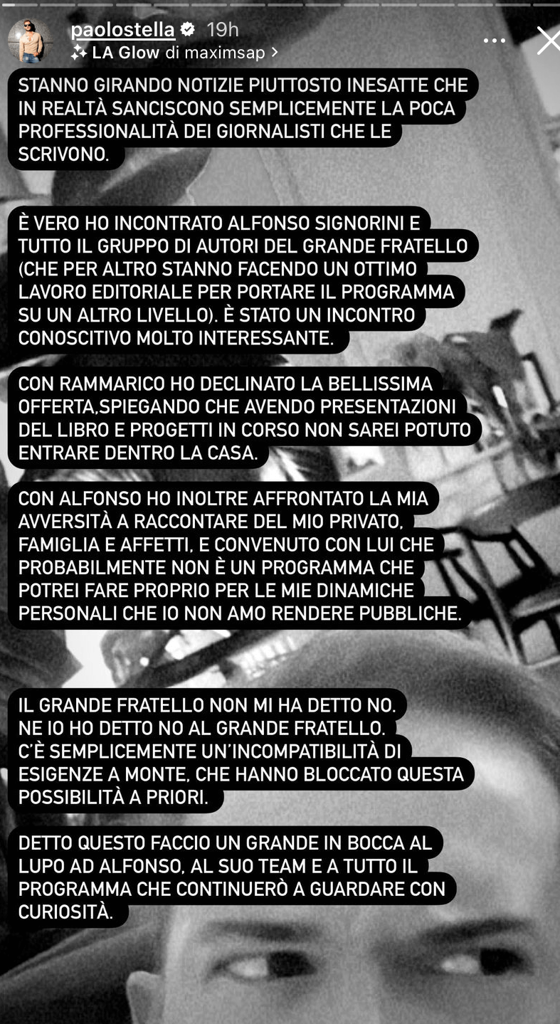 Grande Fratello, scartato Paolo Stella? Lui affonda i rumor: "Ho incontrato Signorini e declinato l'offerta" - Paolo Stella 1 - Gay.it