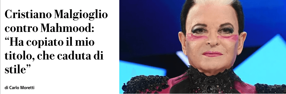 Malgioglio accusa Mahmood di averlo copiato.
