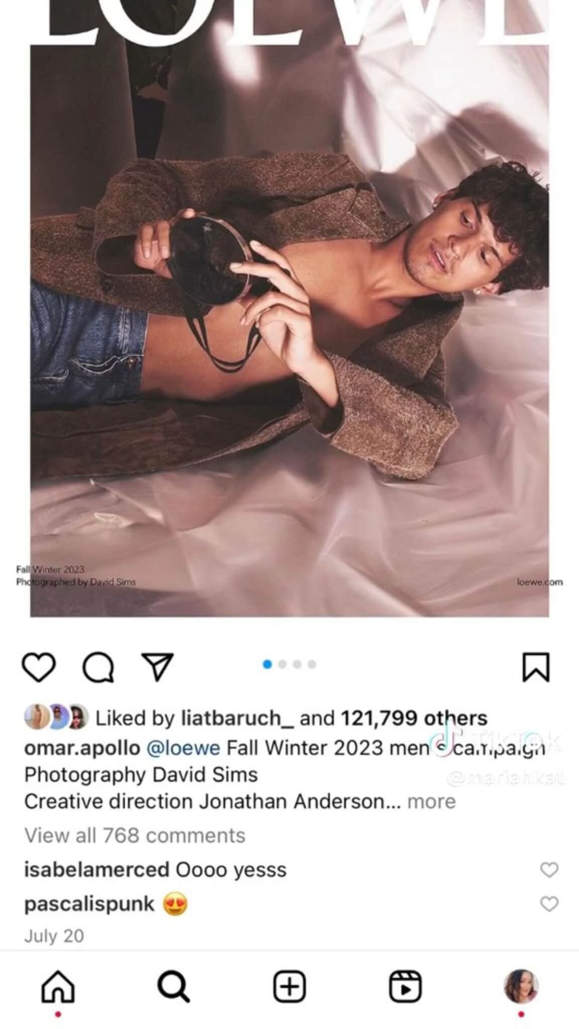 Pedro Pascal commenta le foto di Omar Apollo