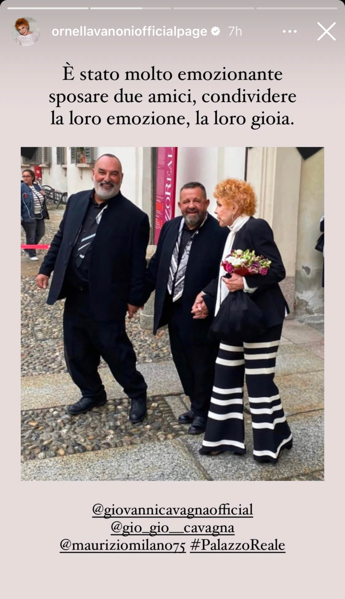 Ornella Vanoni celebra le nozze di due amici gay