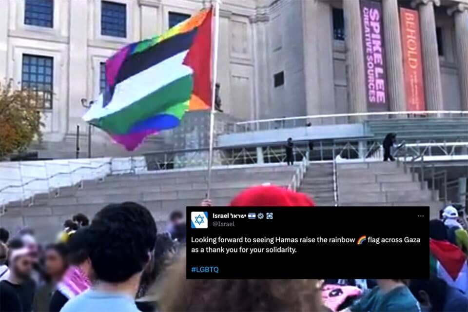 Israele manda un tweet alla comunità LGBTIQ+ a proposito di Hamas dopo la bandiera queer-palestinese