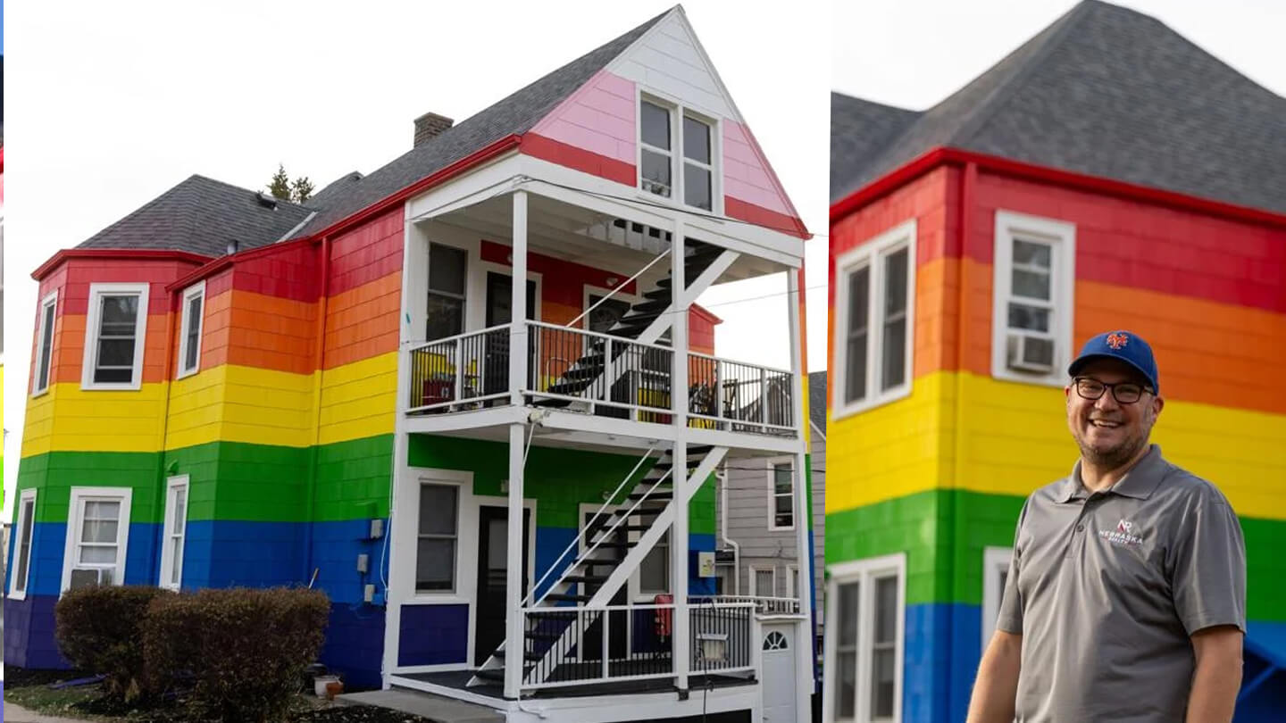 Dipinge la casa arcobaleno per le sue figlie e per rispondere al vicino omofobo
