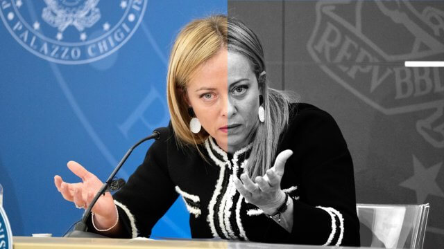 Giorgia Meloni doppia faccia Gay.it