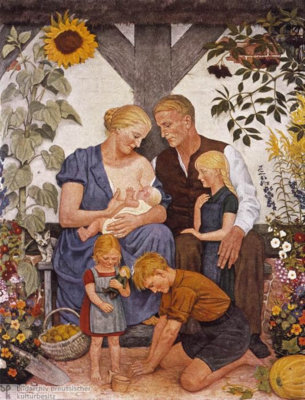 "La famiglia ariana" è una stampa tratta da un dipinto di Wolfgang Willrich. Raffigura quella che potrebbe essere descritta come la quintessenza della famiglia ideale voluta dai nazisti.