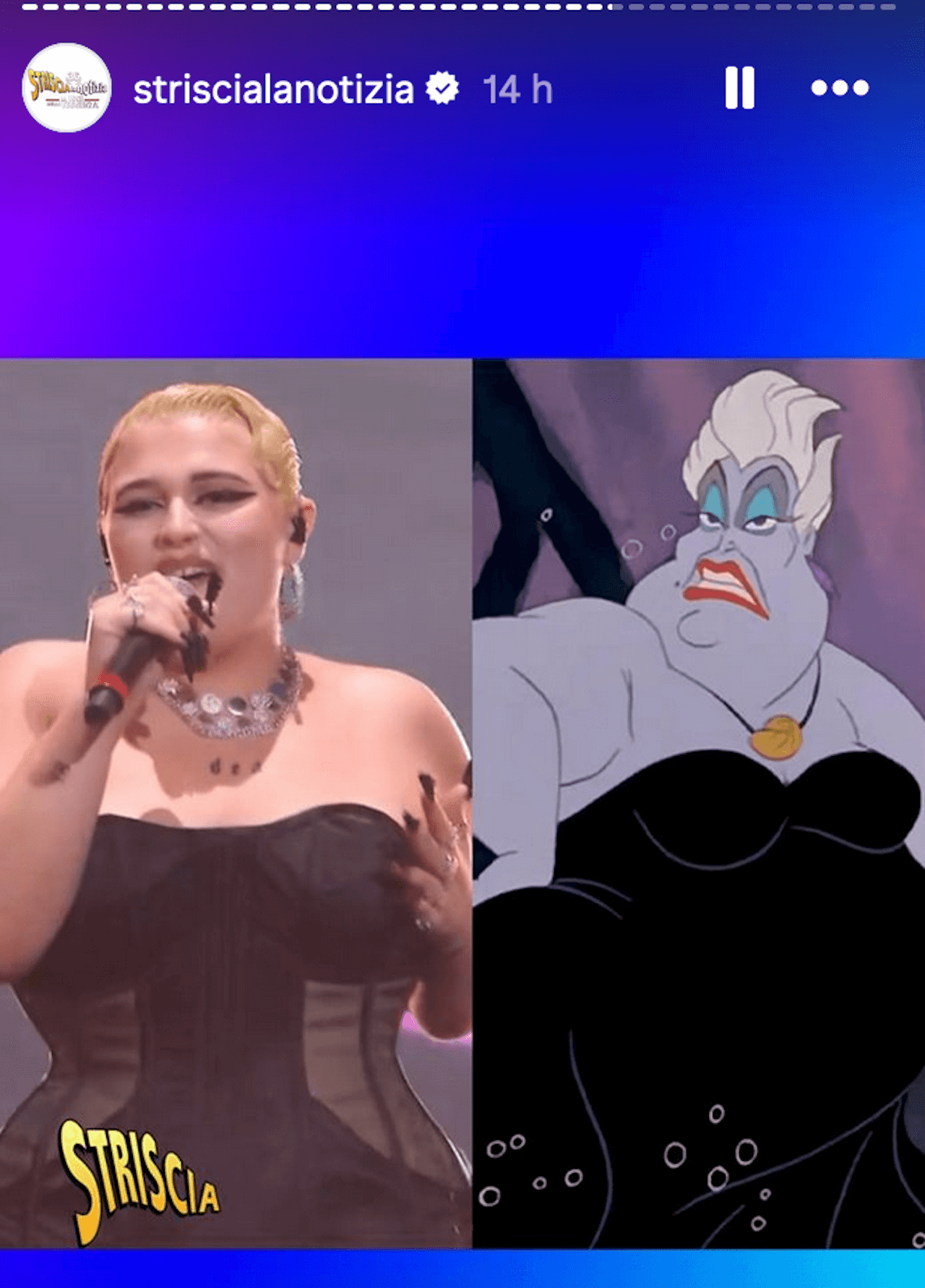 Sanremo 2024, Striscia la Notizia paragona BigMama a Ursula ed è polemica: "Bullismo e body shaming" - BigMama Ursula - Gay.it