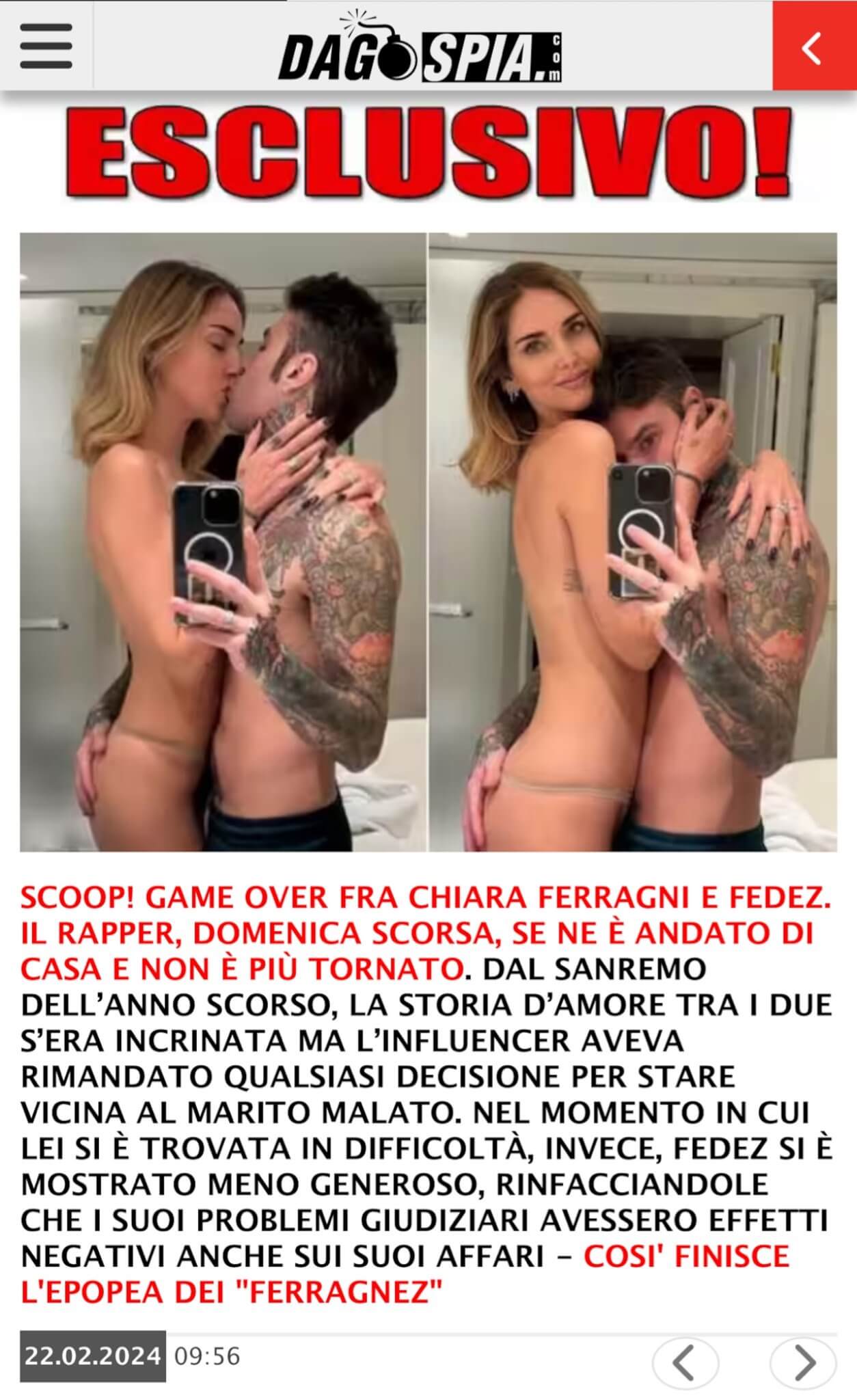 "Chiara Ferragni e Fedez si sono lasciati", lo scoop di Dagospia. "Finiscono così i Ferragnez" - Ferragnez Dagospia - Gay.it