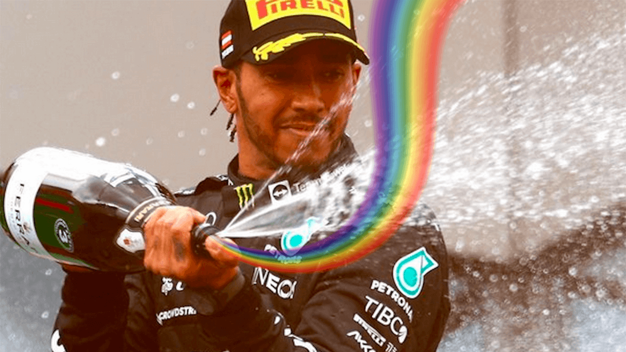 Lewsi Hamilton rainbow